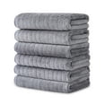 thumbnail image 1 of Jessy Home 6 Pack Dark Gray Stripe Washcloths for Bathroom 13x13 Inch Ultra Soft Hand Face Towels, 1 of 9