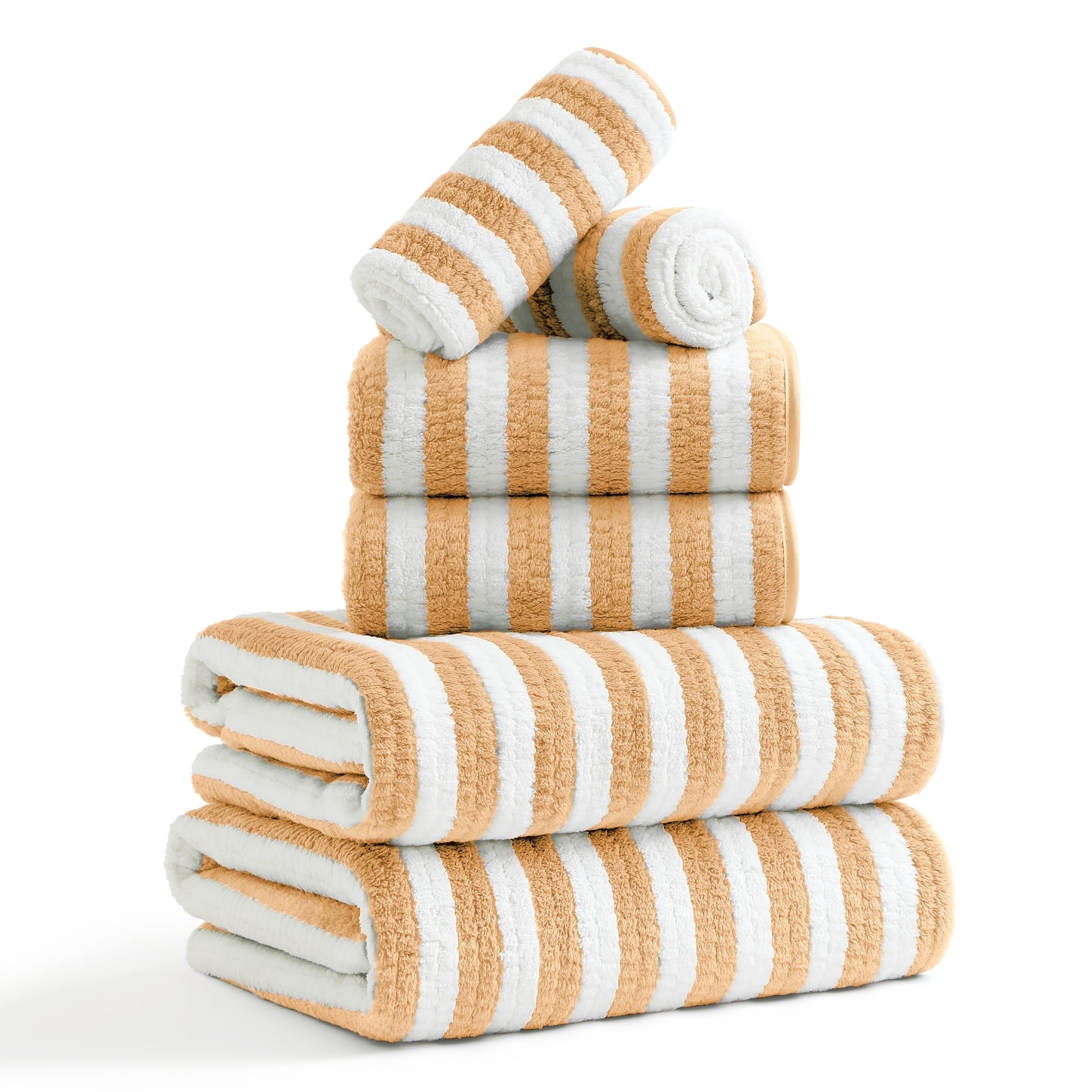 Jessy Home 6 Piece Apricot Yellow Bath Towel Set for Bathroom-2 Bath Towels,2 Hand Towels,2 Washcloths Soft and Plush Highly Absorbent Towel for Hotel & Spa