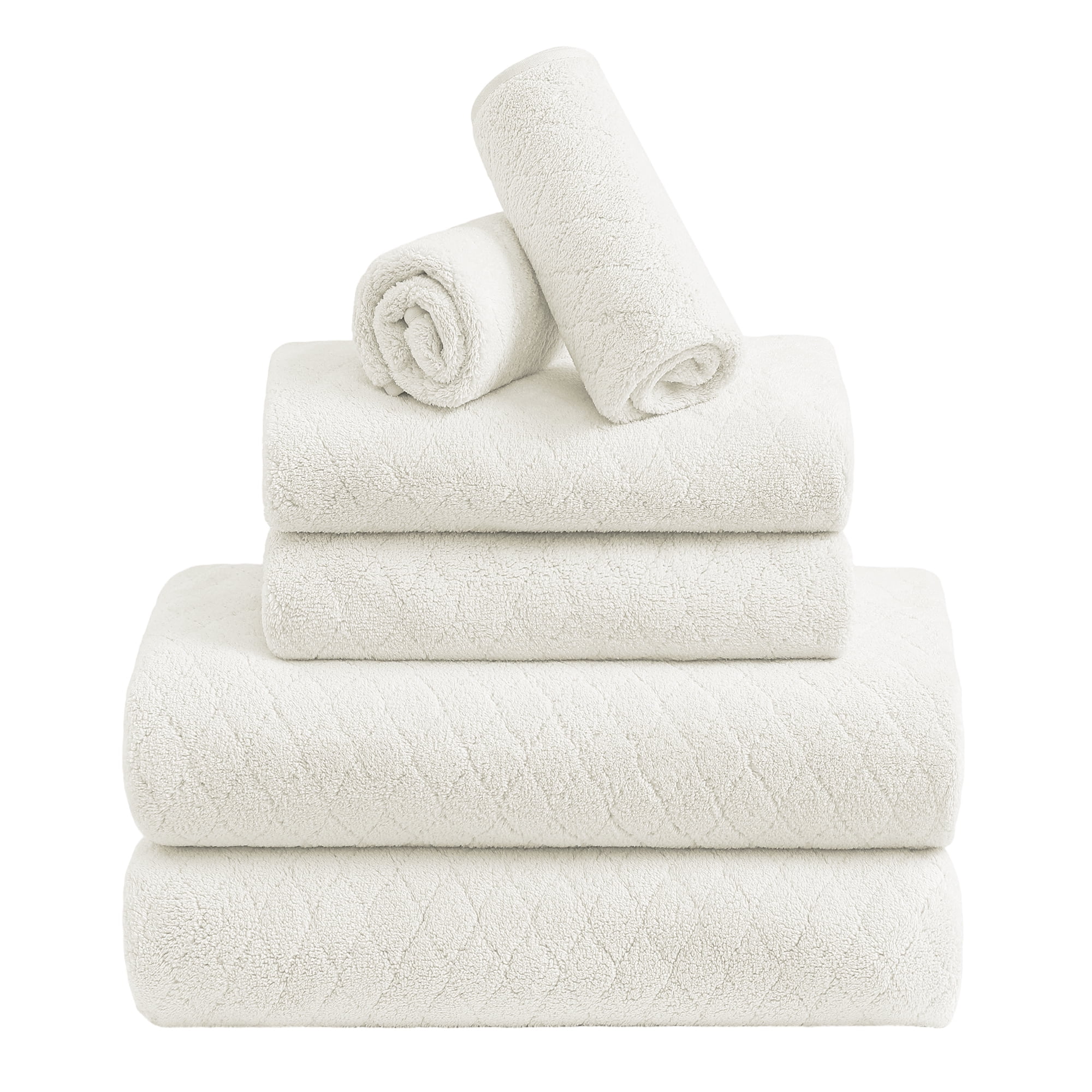 Jessy Home 6 Piece Towel Set Beige Soft Bath Towel Set for Bathroom-2 Bath Towels, 2 Hand Towels, 2 Washcloths Highly Absorbent Bath Sheet for Hotel & Spa