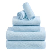 Jessy Home 6 Piece Towel Set Blue Soft Bath Towel Set for Bathroom-2 Bath Towels, 2 Hand Towels, 2 Washcloths Highly Absorbent Bath Sheet for Hotel & Spa