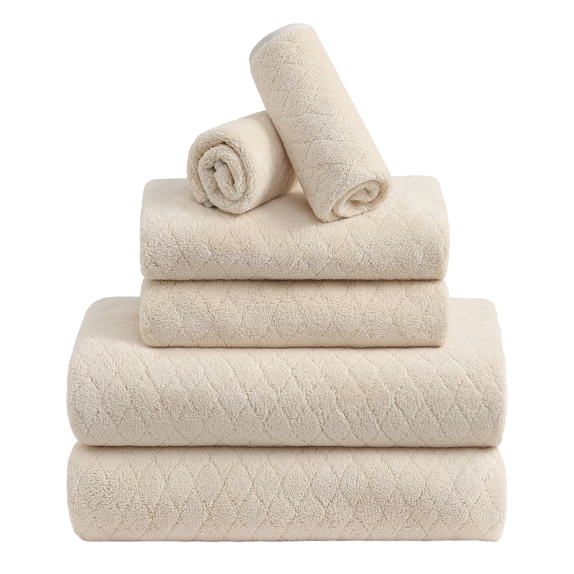 Jessy Home 6 Piece Towel Set Camel Soft Bath Towel Set for Bathroom-2 Bath Towels, 2 Hand Towels, 2 Washcloths Highly Absorbent Bath Sheet for Hotel & Spa