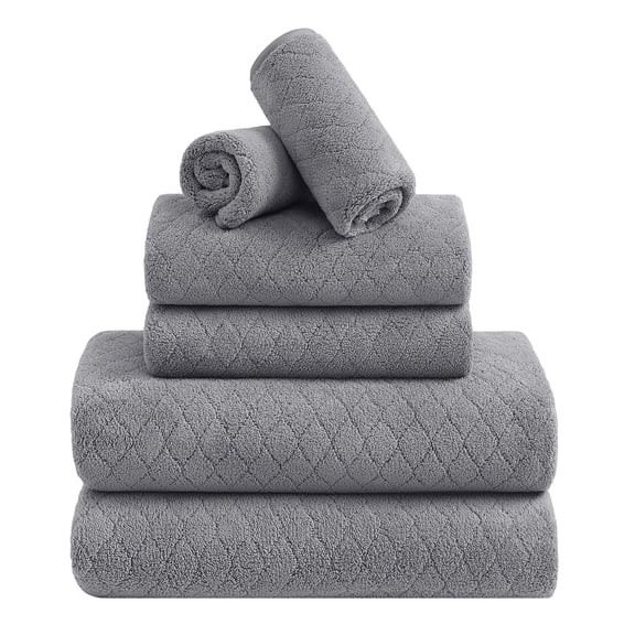 Jessy Home 6 Piece Towel Set Dark Gray Soft Bath Towel Set for Bathroom-2 Bath Towels, 2 Hand Towels, 2 Washcloths Highly Absorbent Bath Sheet for Hotel & Spa