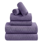 Jessy Home 6 Piece Towel Set Dark Purple Soft Bath Towel Set for Bathroom-2 Bath Towels, 2 Hand Towels, 2 Washcloths Highly Absorbent Bath Sheet for Hotel & Spa