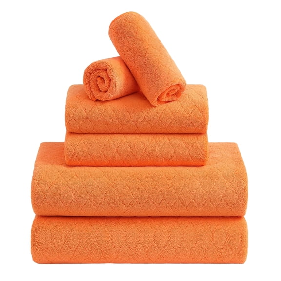 Jessy Home 6 Piece Towel Set Orange Red Soft Bath Towel Set for Bathroom-2 Bath Towels, 2 Hand Towels, 2 Washcloths Highly Absorbent Bath Sheet for Hotel & Spa
