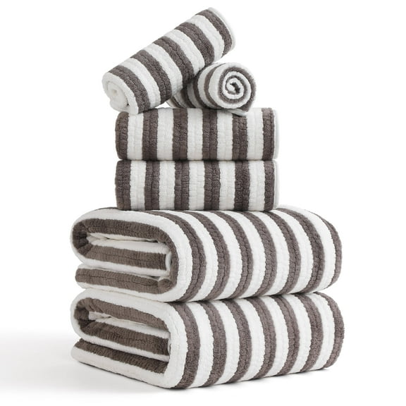 Jessy Home 6 Piece Dark Brown Bath Towel Set for Bathroom-2 Bath Towels,2 Hand Towels,2 Washcloths Soft and Plush Highly Absorbent Towel for Hotel & Spa