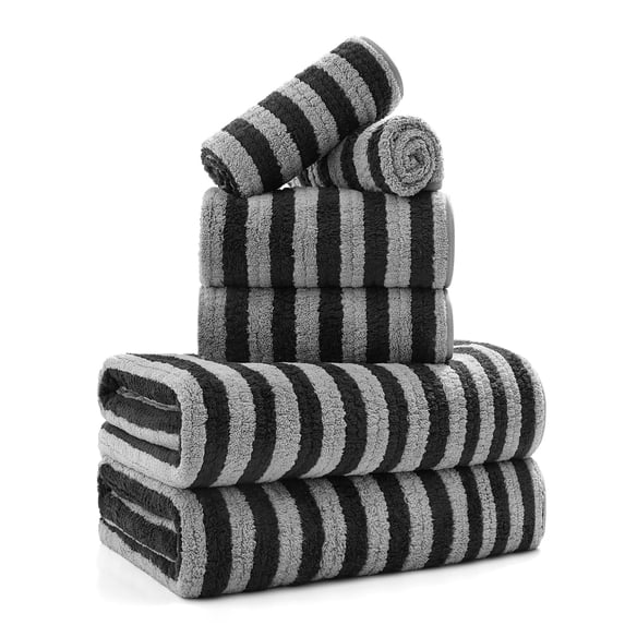 Jessy Home 6 Piece Dark Gray Black Bath Towel Set for Bathroom-2 Bath Towels,2 Hand Towels,2 Washcloths Soft and Plush Highly Absorbent Towel for Hotel & Spa