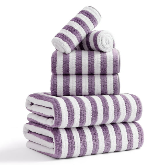 Jessy Home 6 Piece Dark Purple Bath Towel Set for Bathroom-2 Bath Towels,2 Hand Towels,2 Washcloths Soft and Plush Highly Absorbent Towel for Hotel & Spa