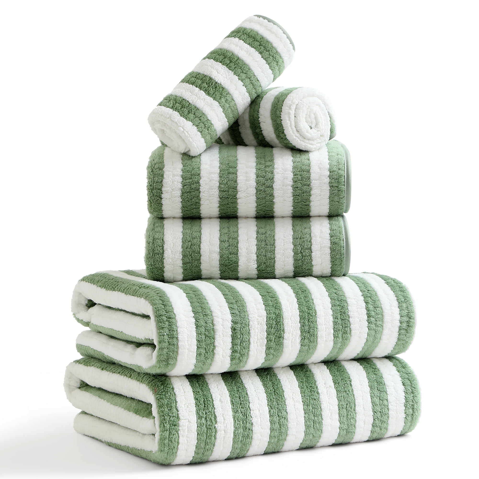 Jessy Home 6 Piece Light Green Bath Towel Set for Bathroom-2 Bath Towels,2 Hand Towels,2 Washcloths Soft and Plush Highly Absorbent Towel for Hotel & Spa