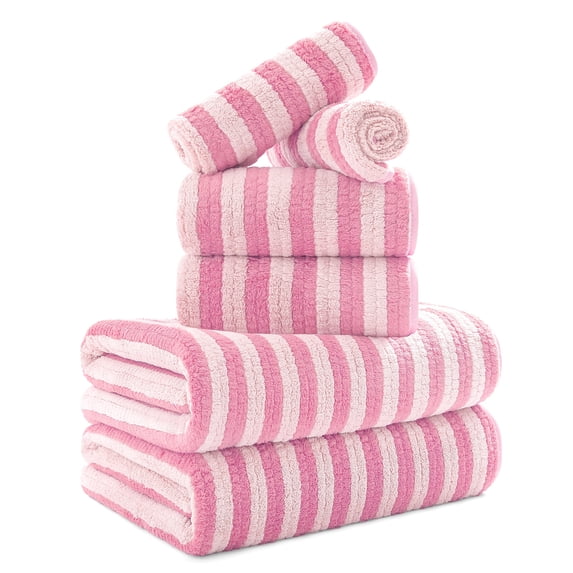 Jessy Home 6 Piece Peach Pink Powder Bath Towel Set for Bathroom-2 Bath Towels,2 Hand Towels,2 Washcloths Soft and Plush Highly Absorbent Towel for Hotel & Spa