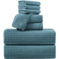 thumbnail image 1 of Jessy Home 8 Pcs Green Pine Stripe Large Microfiber Bath Towels Set 2 Oversized Bathroom Towels, 2 Hand Towels, 4 Washcloths, 1 of 9