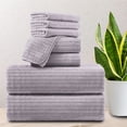 Jessy Home 8 Pcs Taro Purple Stripe Large Bath Towels Set 2 Oversized ...