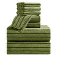 thumbnail image 1 of Jessy Home 8 Pcs Camo Green Bicolor bar Stripe Large Bath Towels Set 2 Oversized Bathroom Towels, 2 Hand Towels, 4 Washcloths, 1 of 7