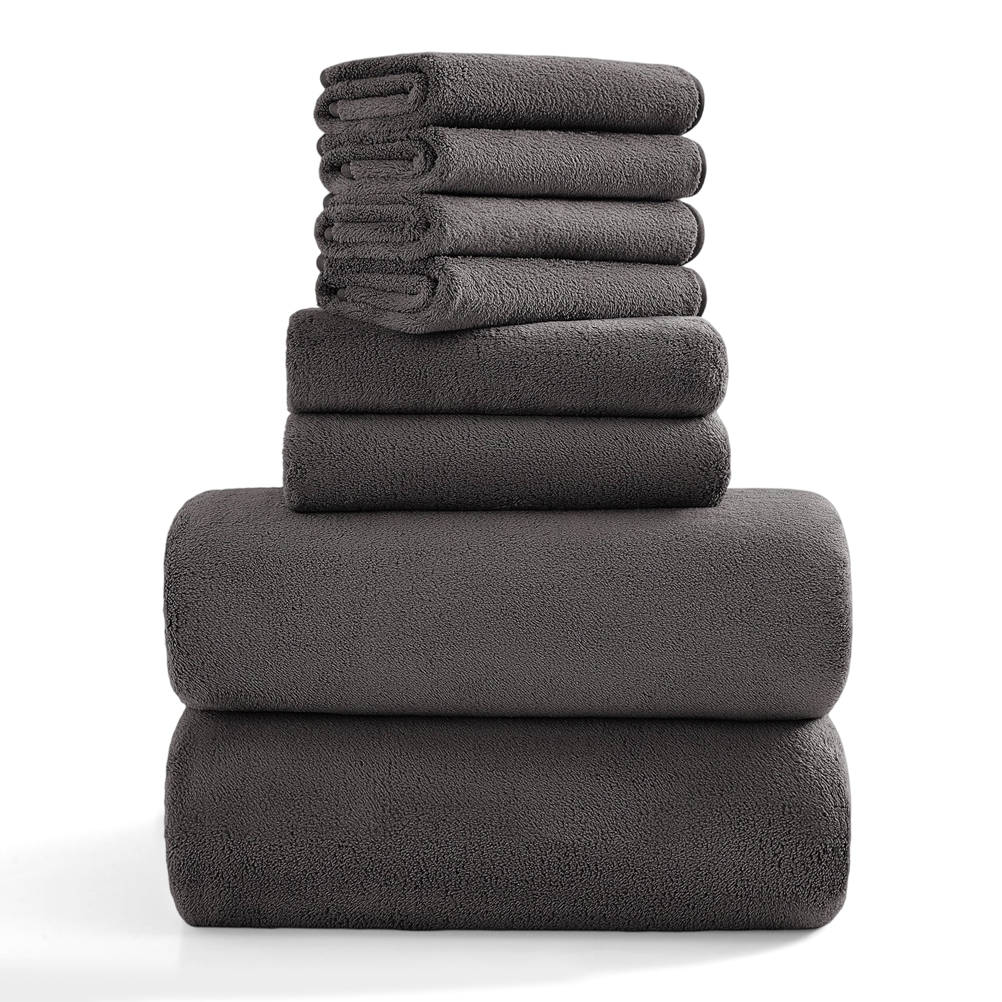 Jessy Home 8 Piece Home Collection Ultra Soft Cozy Black Brown Towels 700 GSM Plush Towel Set