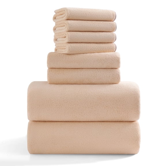 Jessy Home 8 Piece Home Collection Ultra Soft Cozy Champagne Towels 700 GSM Plush Towel Set