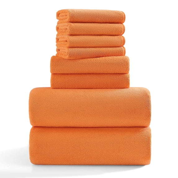 Jessy Home 8 Piece Home Collection Ultra Soft Cozy Orange Red Towels 700 GSM Plush Towel Set