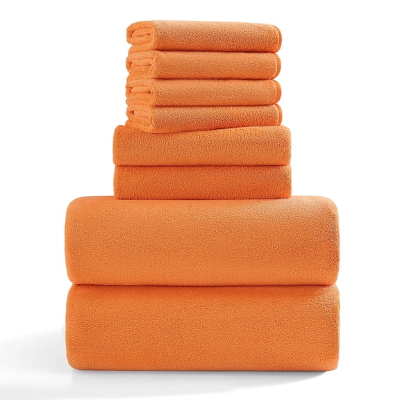 Jessy Home 8 Piece Home Collection Ultra Soft Cozy Orange Red Towels 700 GSM Plush Towel Set