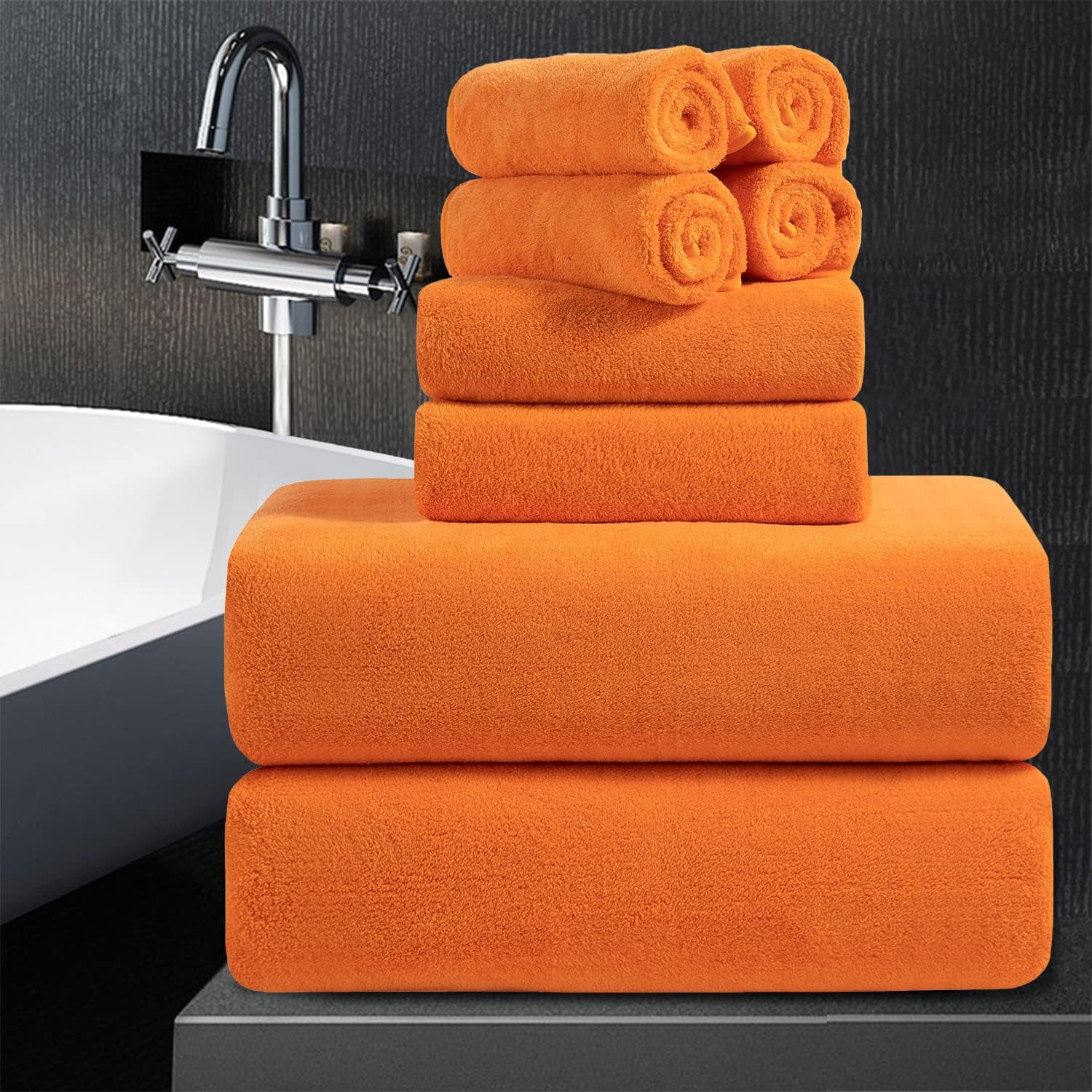 Jessy Home 8 Piece Home Collection Ultra Soft Cozy Orange Red Towels