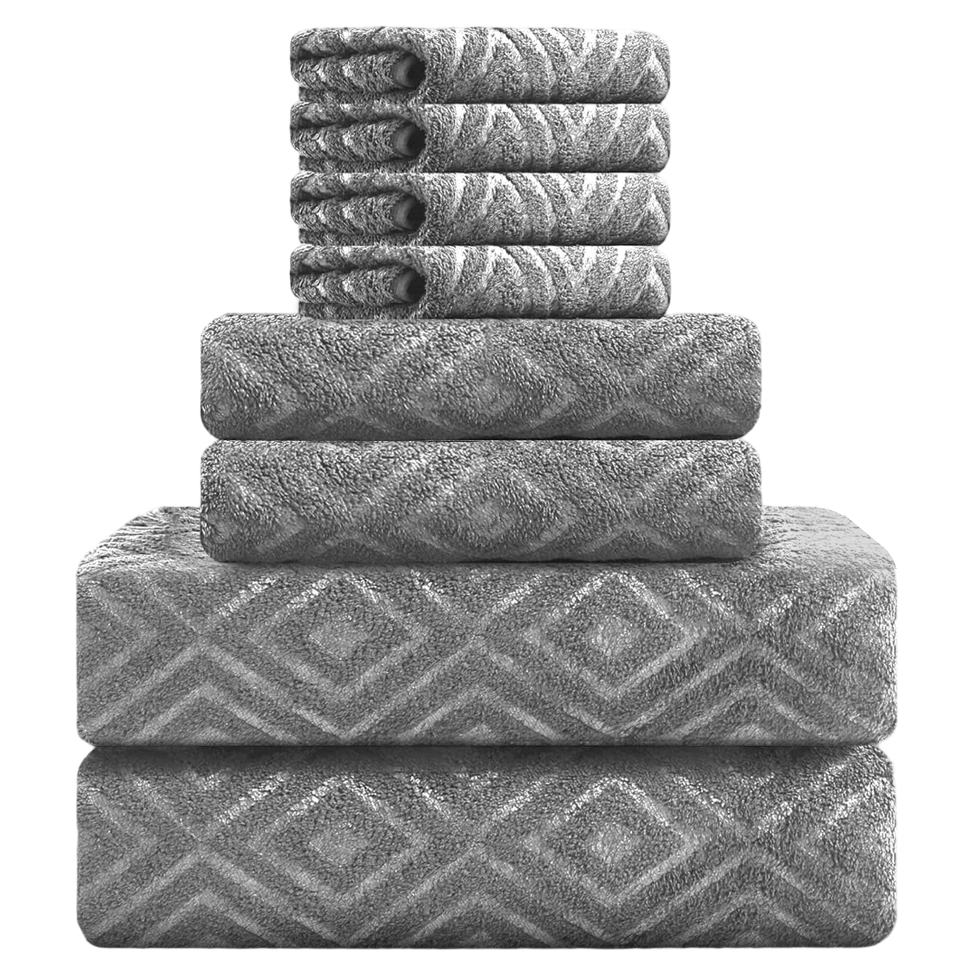 Jessy Home 8 Piece Home Collection Ultra Soft Cozy Towels 600 GSM Dark Gray Plush Towel Set