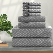 Jessy Home 8 Piece Home Collection Ultra Soft Cozy Towels 600 GSM Dark Gray Plush Towel Set
