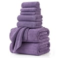 thumbnail image 1 of Jessy Home 8 Piece Home Collection Ultra Soft Cozy Towels 600 GSM Dark Purple Plush Towel Set, 1 of 8