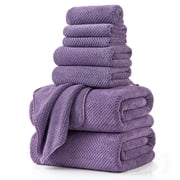 Jessy Home 8 Piece Home Collection Ultra Soft Cozy Towels 600 GSM Dark Purple Plush Towel Set