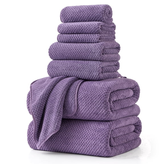 Jessy Home 8 Piece Home Collection Ultra Soft Cozy Towels 600 GSM Dark Purple Plush Towel Set