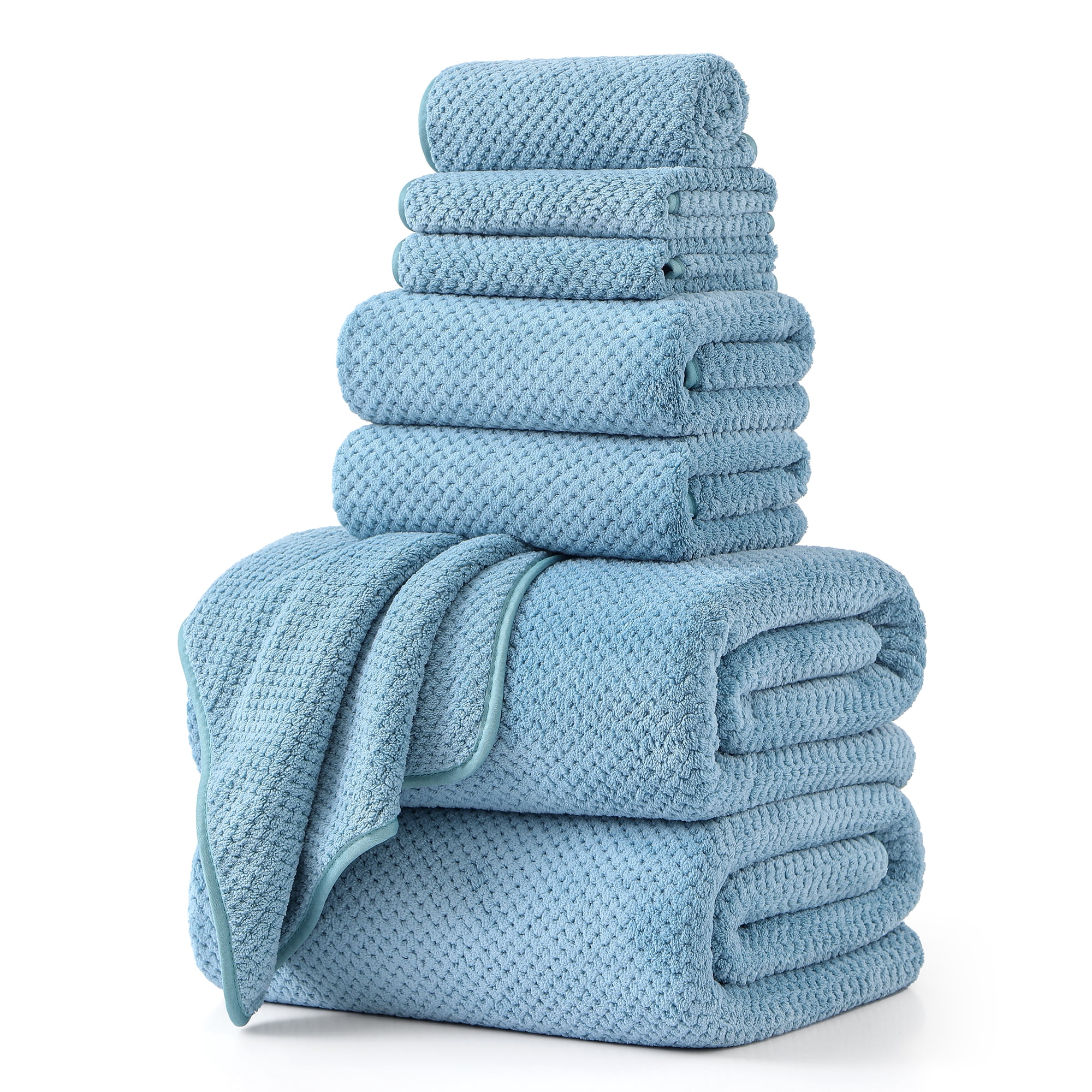 Jessy Home 8 Piece Home Collection Ultra Soft Cozy Towels 600 GSM Turquoise Plush Towel Set