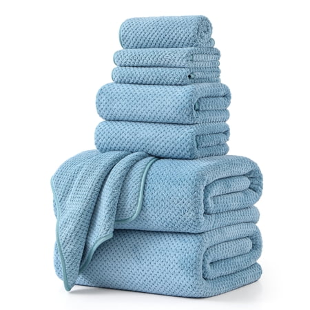 Jessy Home 8 Piece Home Collection Ultra Soft Cozy Towels 600 GSM Turquoise Plush Towel Set