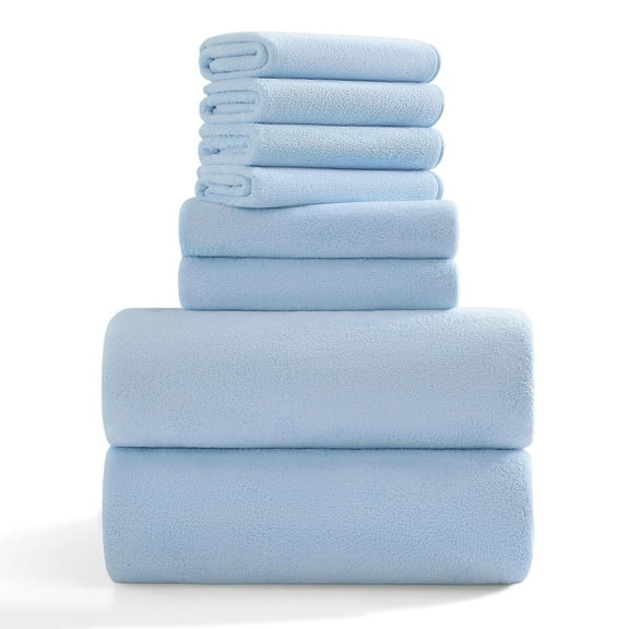 Jessy Home 8 Piece Home Collection Ultra Soft Cozy Towels 700 GSM Blue Plush Towel Set