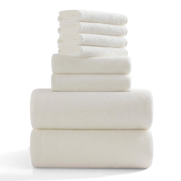 Jessy Home 8 Piece Home Collection Ultra Soft Cozy Towels 700 GSM Cream Plush Towel Set