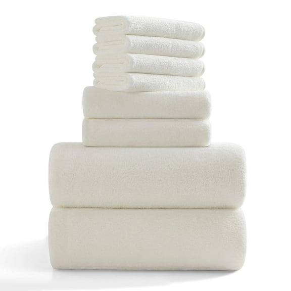 Jessy Home 8 Piece Home Collection Ultra Soft Cozy Towels 700 GSM Cream Plush Towel Set