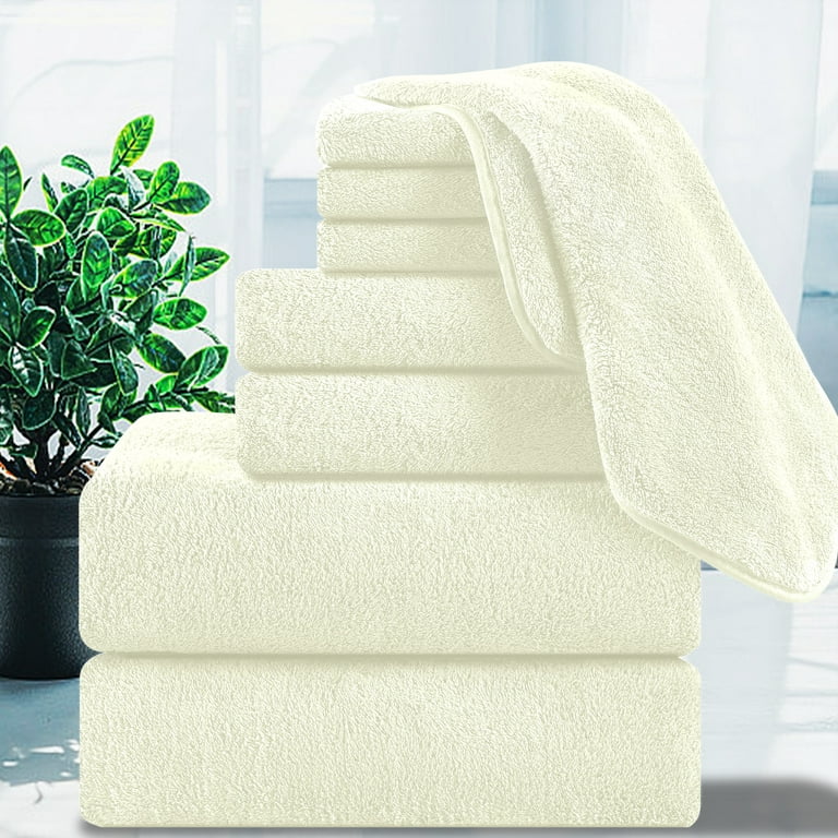 Jessy Home 8 Piece Oversized White Bath Towel Set-2 Extra Large Bath Towel  Sheets, 2 Hand Towels, 4 Washcloths-600GSM Soft Plush Towel Set 