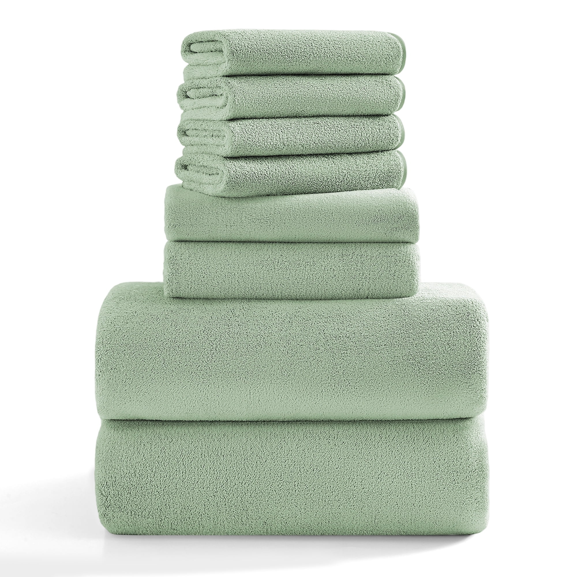Jessy Home 8 Piece Home Collection Ultra Soft Cozy Towels 700 GSM Light Green Plush Towel Set