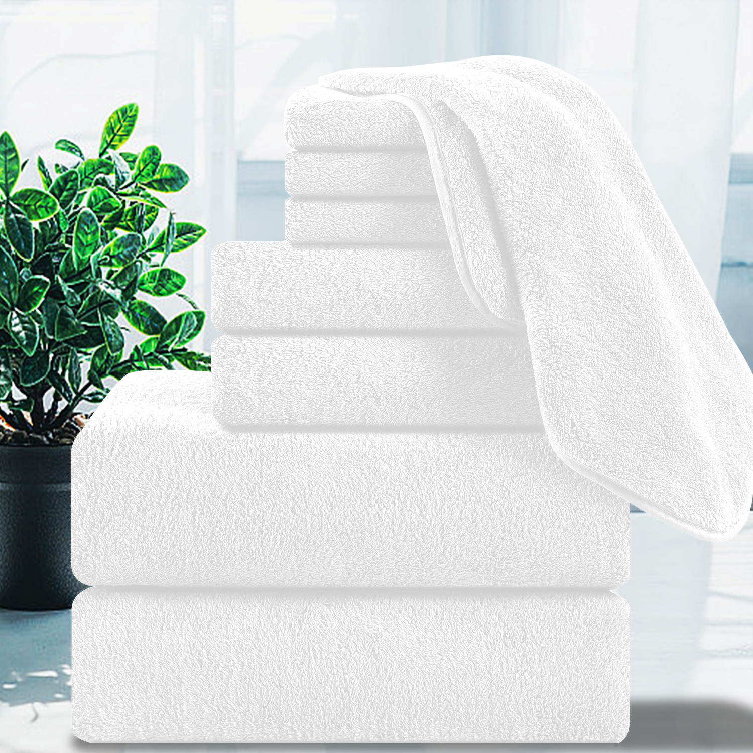 Jessy Home 8 Piece Home Collection Ultra Soft Cozy Towels 700 GSM White