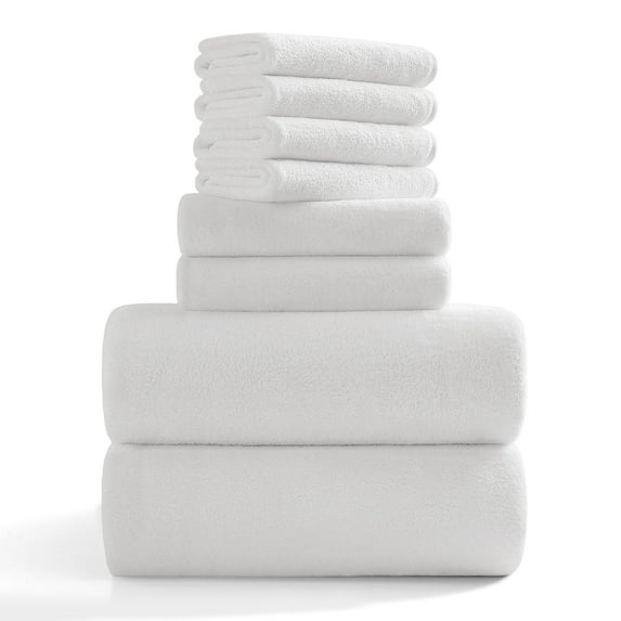 Jessy Home 8 Piece Home Collection Ultra Soft Cozy Towels 700 GSM White Plush Towel Set