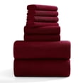 thumbnail image 1 of Jessy Home 8 Piece Home Collection Ultra Soft Cozy Towels 700 GSM Wine Red Plush Towel Set, 1 of 8