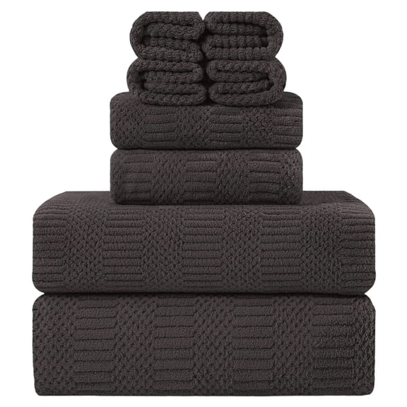Jessy Home 8 Piece Oversized Dark Brown Bath Towel Set-2 Extra Large Bath Towel Sheets, 2 Hand Towels, 4 Washcloths-600GSM Soft Plush Towel Set