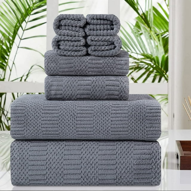 Jessy Home 8 Piece Oversized Dark Gray Bath Towel Set2 Extra Large