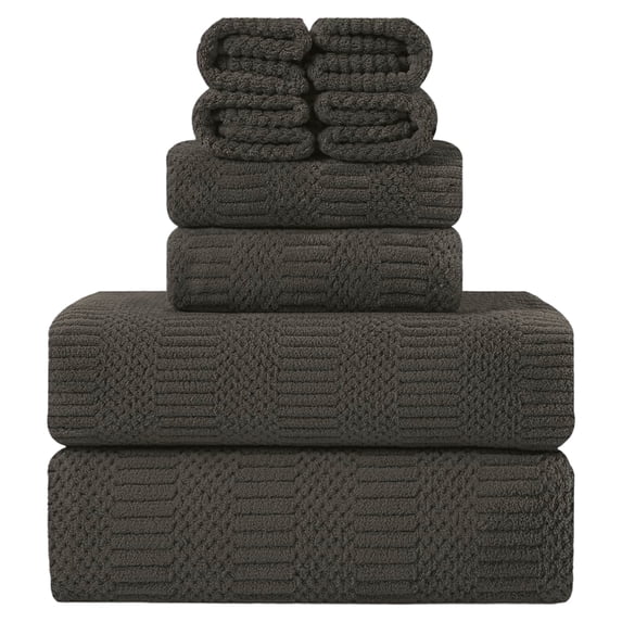 Jessy Home 8 Piece Oversized Light Brown Bath Towel Set-2 Extra Large Bath Towel Sheets, 2 Hand Towels, 4 Washcloths-600GSM Soft Plush Towel Set