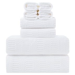 Jessy Home 8 Piece Oversized White Bath Towel Set-2 Extra Large Bath Towel Sheets, 2 Hand Towels, 4 Washcloths-600GSM Soft Plush Towel Set
