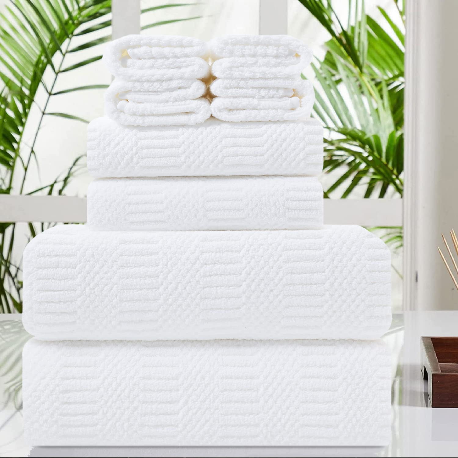 Jessy Home 8 Piece Oversized White Bath Towel Set-2 Extra Large