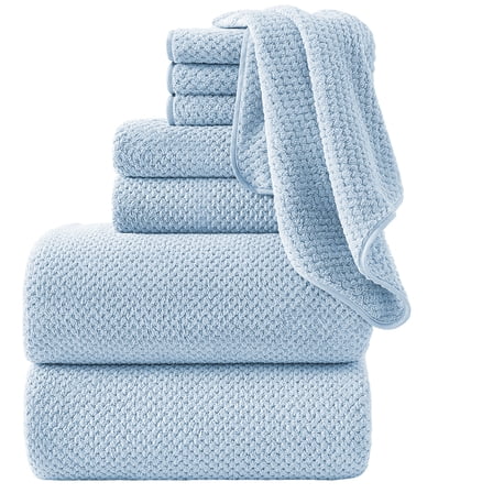 Jessy Home 8 Piece Towel Set Oversized Soft Cozy Towels 600 GSM Blue Plush Towel Set