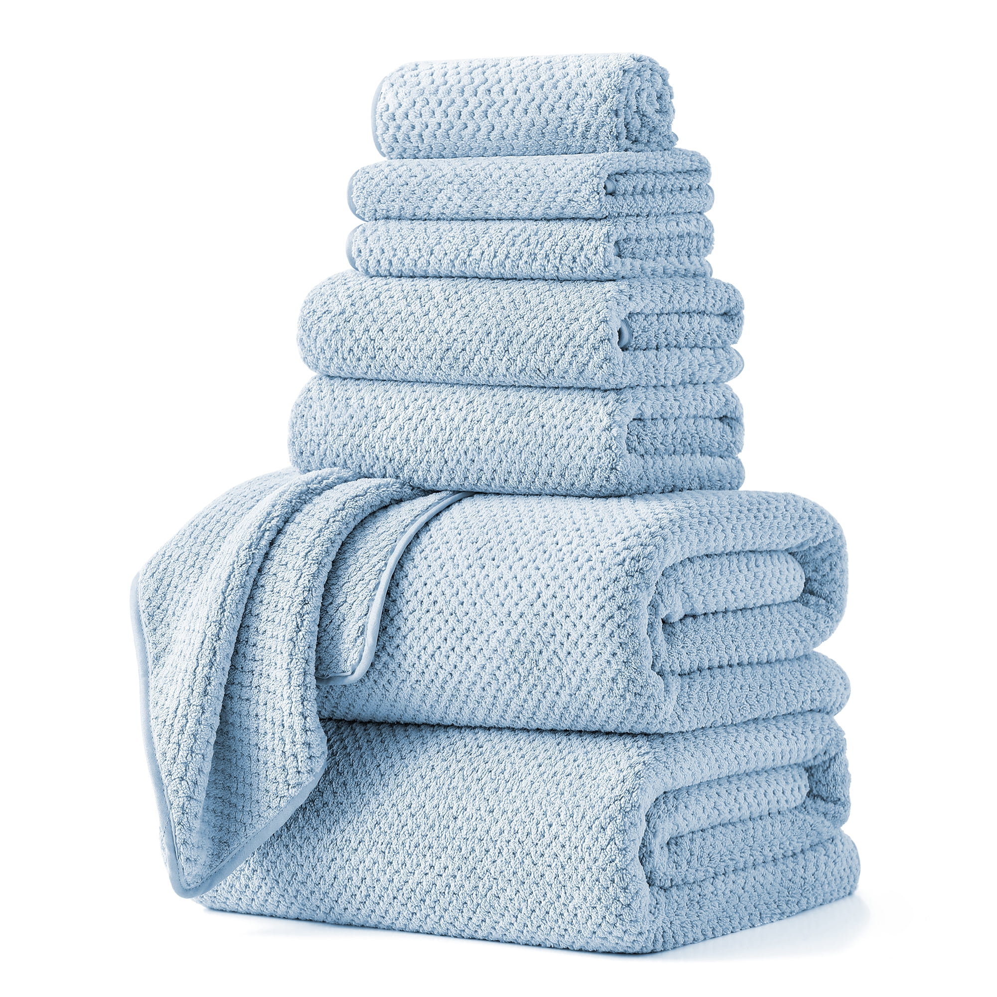 Jessy Home 8 Piece Blue Plush Towel Set