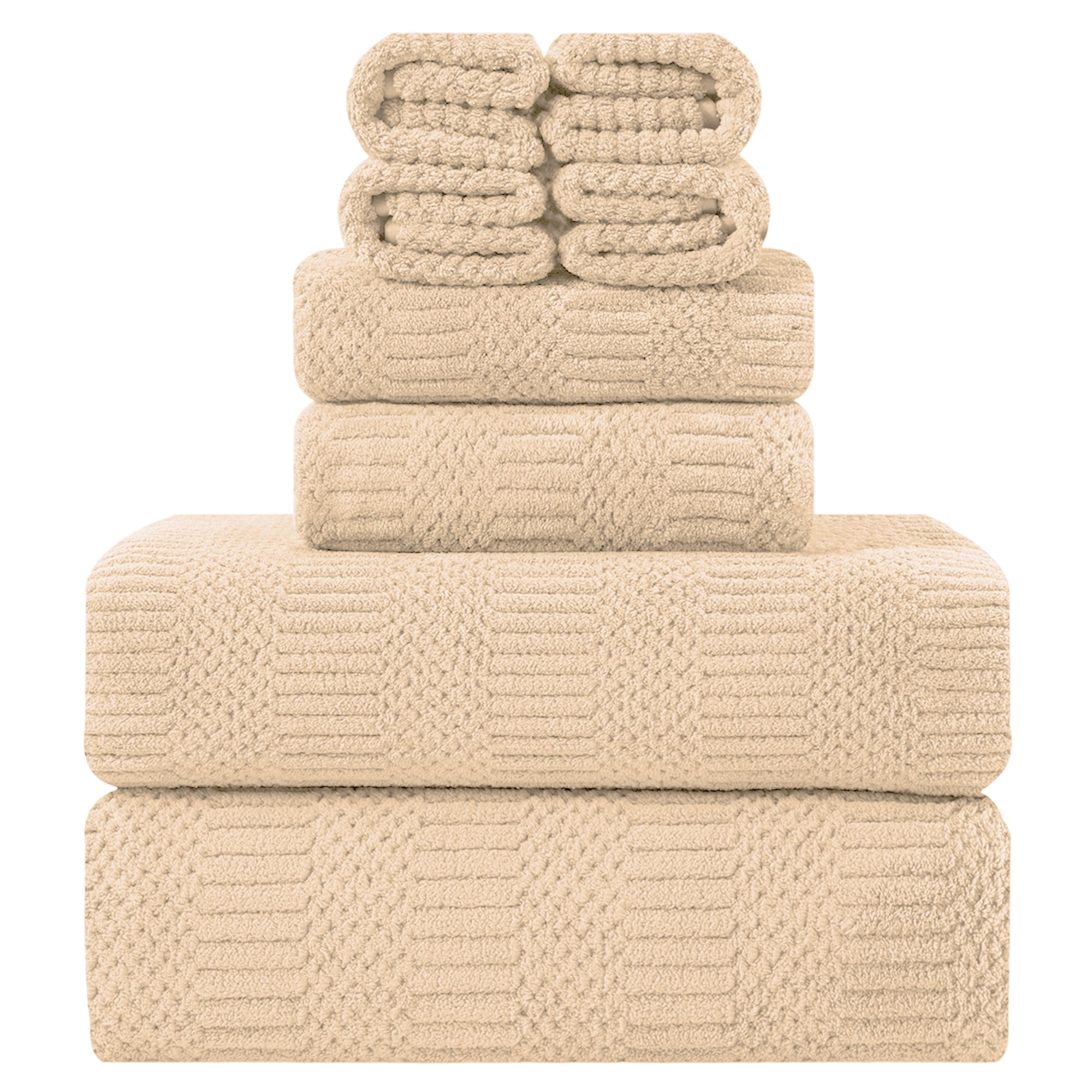 Jessy Home 8 Piece Towel Set Oversized Soft Cozy Towels 600 GSM Apricot Yellow Plush Towel Set