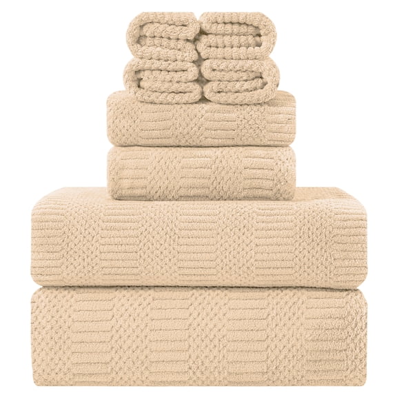 Jessy Home 8 Piece Towel Set Oversized Soft Cozy Towels 600 GSM Apricot Yellow Plush Towel Set