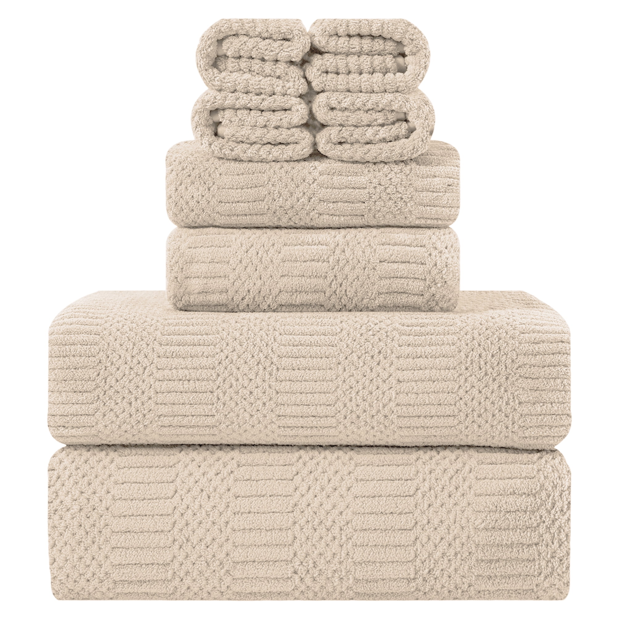 Jessy Home 8 Piece Towel Set Oversized Soft Cozy Towels 600 GSM Camel Plush Towel Set