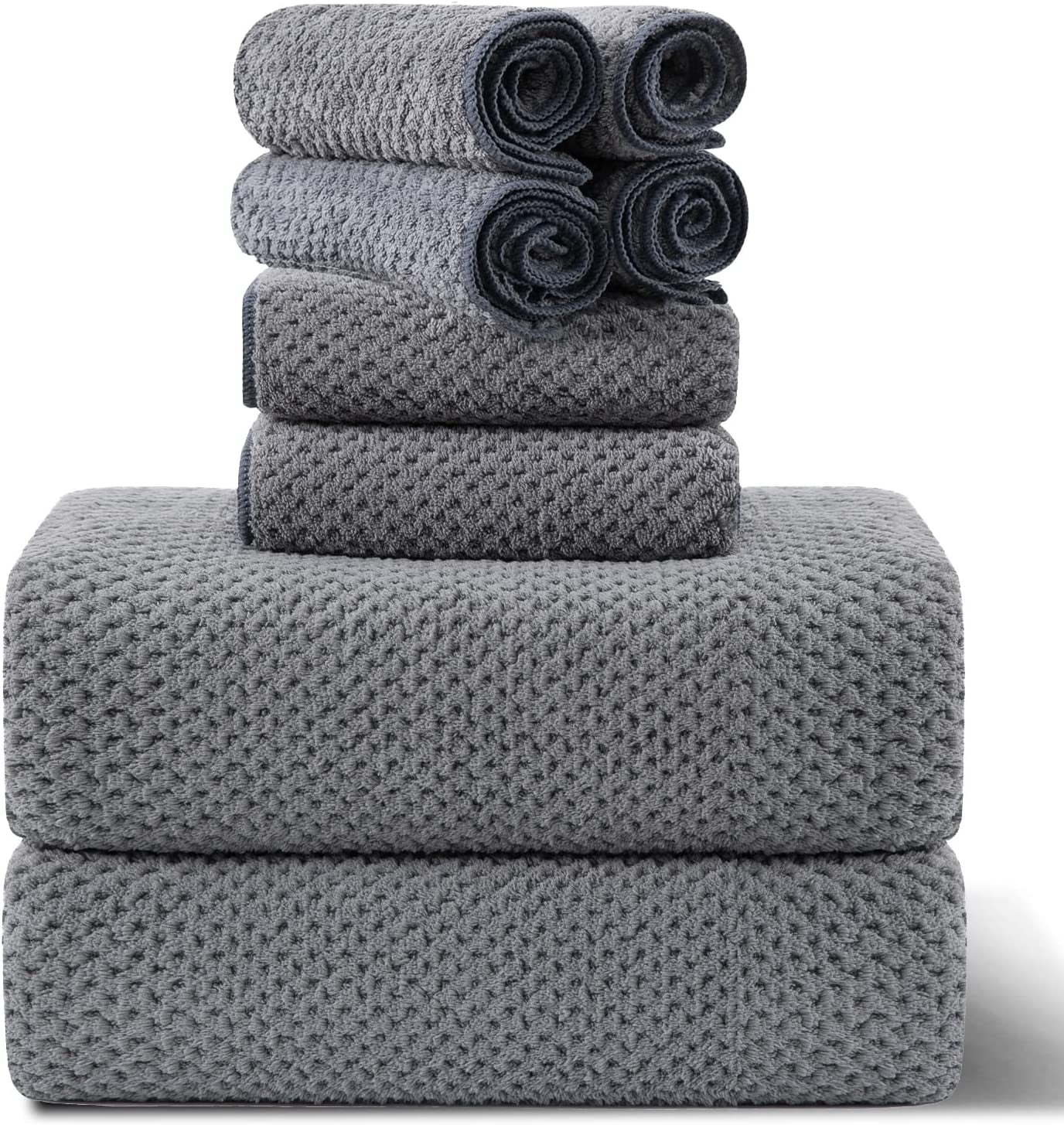 Jessy Home 8 Piece Towel Set Oversized Soft Cozy Towels 600 GSM Black Plush  Towel Set