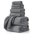 thumbnail image 1 of Jessy Home 8 Piece Towel Set Oversized Soft Cozy Towels 600 GSM Dark Gray Plush Towel Set, 1 of 8