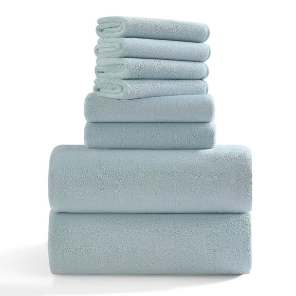 Jessy Home 8 Piece Towel Set Oversized Soft Cozy Towels 700 GSM Mint Green Plush Towel Set