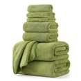 thumbnail image 1 of Jessy Home 8 Piece Towel Set Oversized Soft Cozy Towels 600 GSM Olive Plush Towel Set, 1 of 8